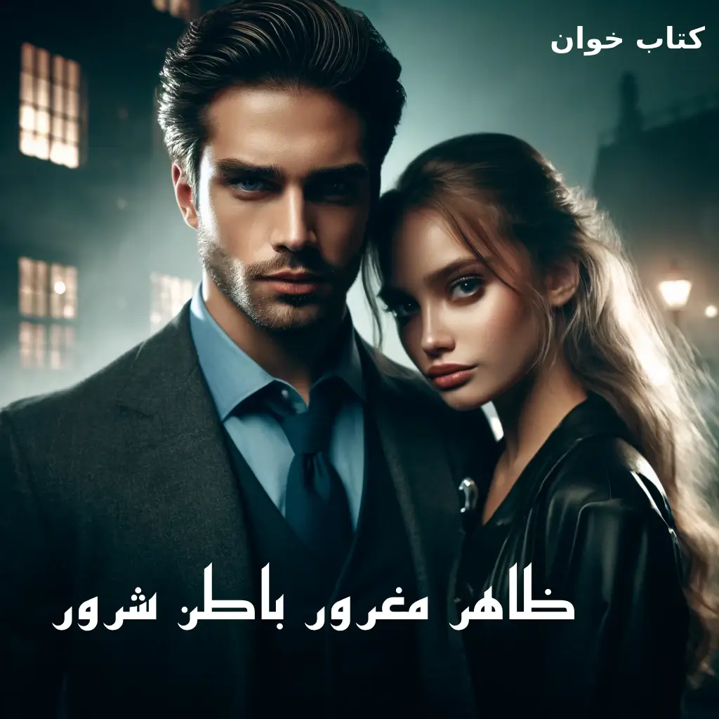 DALL·E 2025-03-11 11.42.34 - A dramatic romantic scene featuring a proud, intense young man with piercing eyes and a mysterious aura, standing face-to-face with a strong-willed ye (1) دانلود رمان ظاهر مغرور باطن شرور pdf